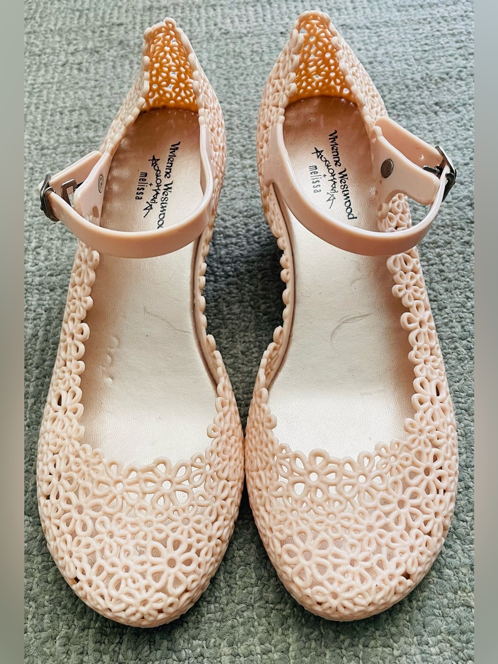 MELISSA + VIVIENNE WESTWOOD Anglomania Women's Blush Pink Wedge Sandals - Picture 2 of 13